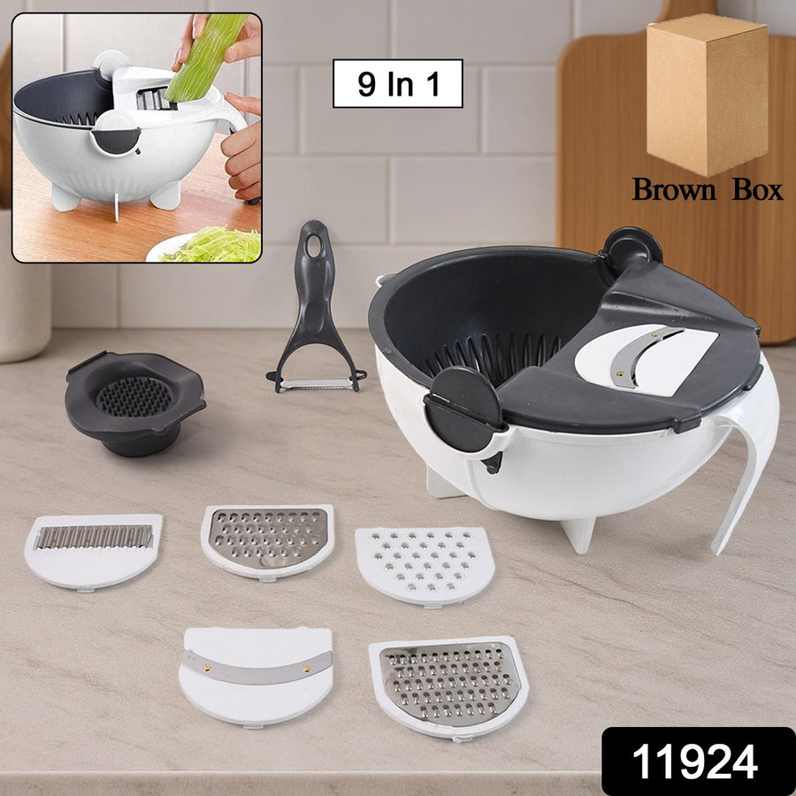 Vegetable Chopper 9-in-1 – Multifunctional Slicer with Drain Basket