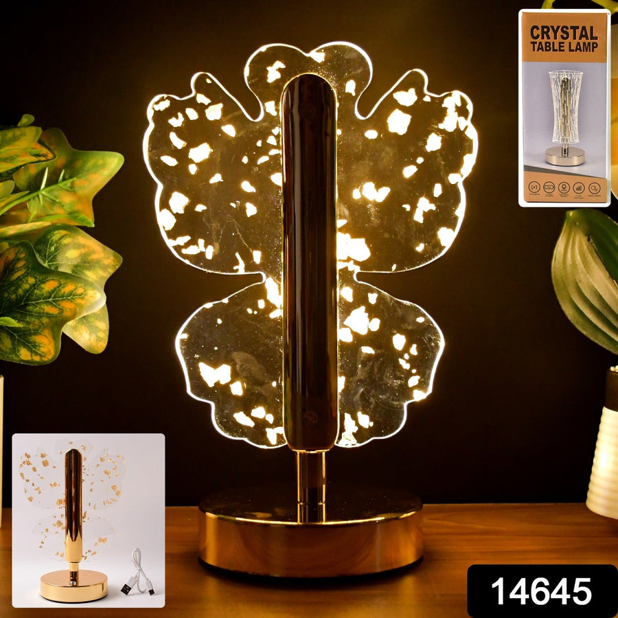 Crystal LED Table Lamp – Luxury Golden Butterfly Accent