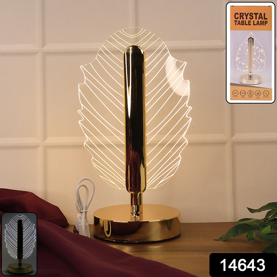 Leaf Shape Crystal Table Lamp – Elegant USB Charging LED Light