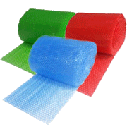 Vibrant colored bubble wrap roll providing safe and secure cushioning wrap for various items.