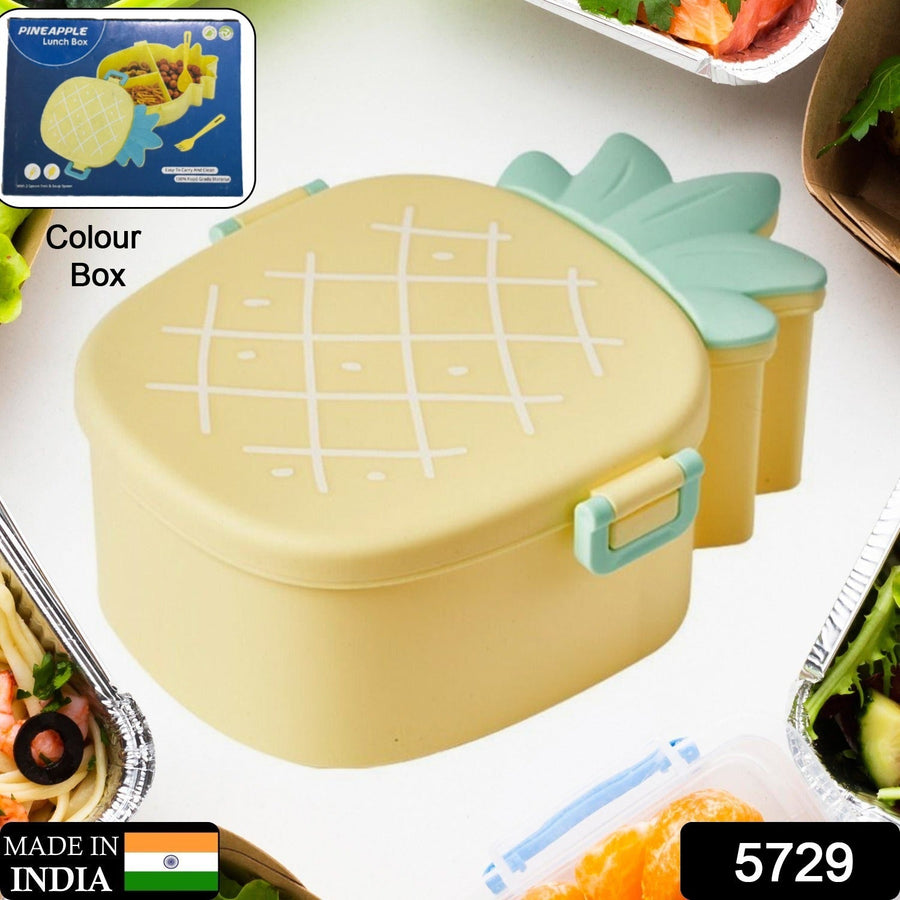 Kids Bento Lunch Box – Pineapple Design with Fork & Spoon | Lunchie Bunchie