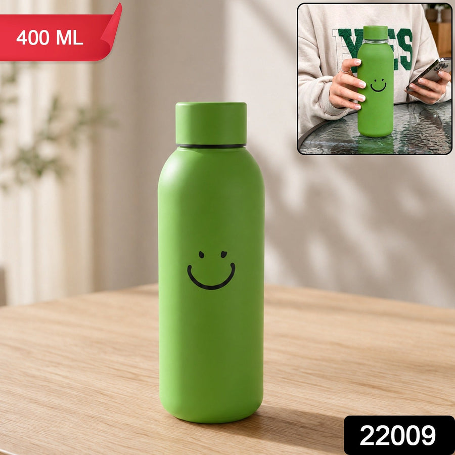 400 ML Smiley Face Glass Travel Water Bottle with Silicone Sleeve (1 Pc)