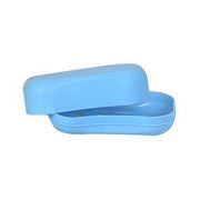Assorted colored covered soap cases displayed together, showcasing variety.