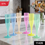 Set of 6 colourful plastic wine glasses for parties and events