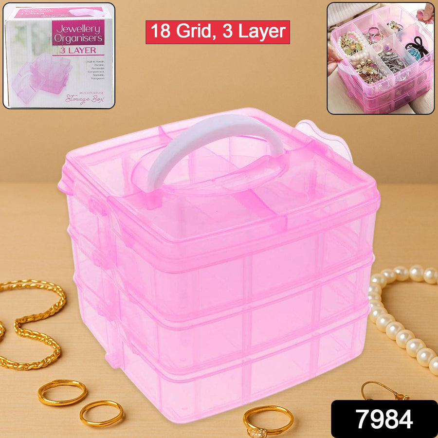 Plastic Organizer Box – 18-Grid 3-Layer Adjustable Storage | Organivo
