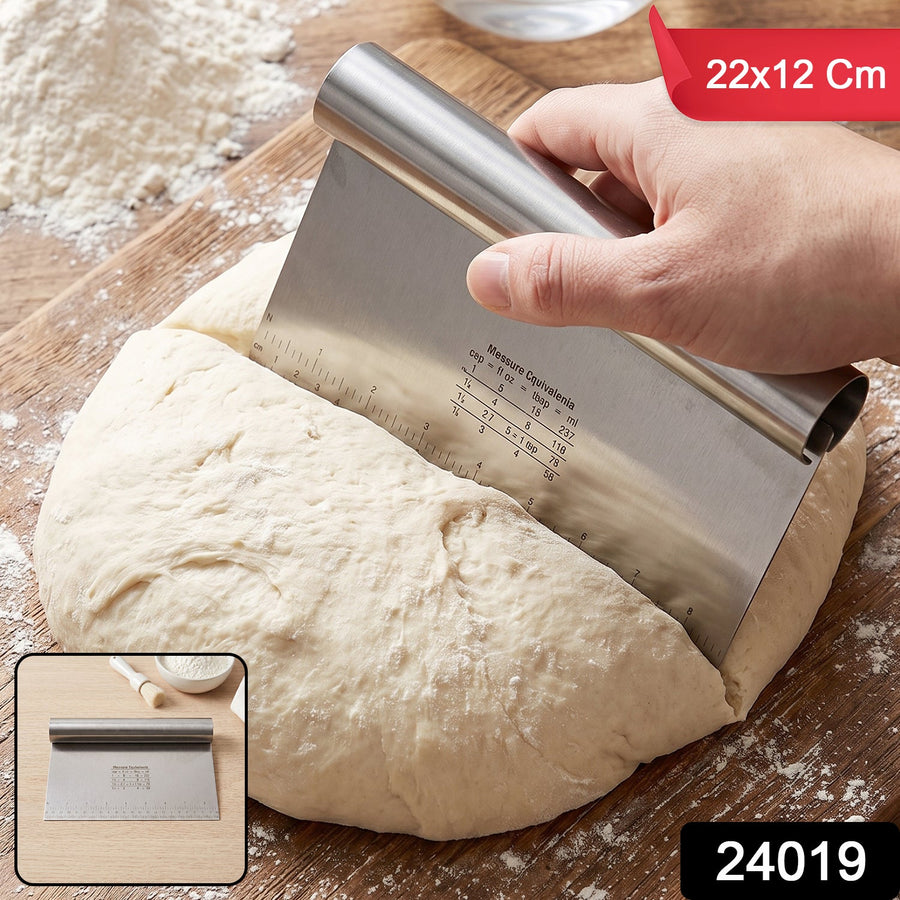 Big Stainless Steel Dough Scraper Cutter 22 x 12 Cm with Scale (1 Pc)