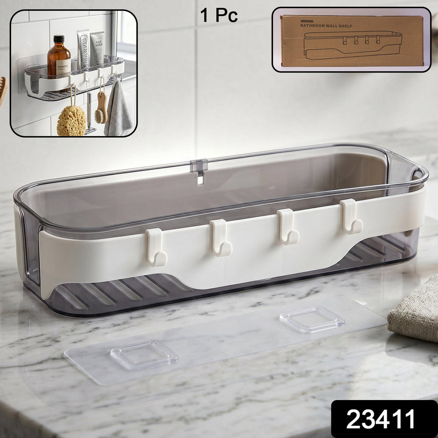 Bathroom Wall Shelf – Space-Saving with Hooks & Modern Design