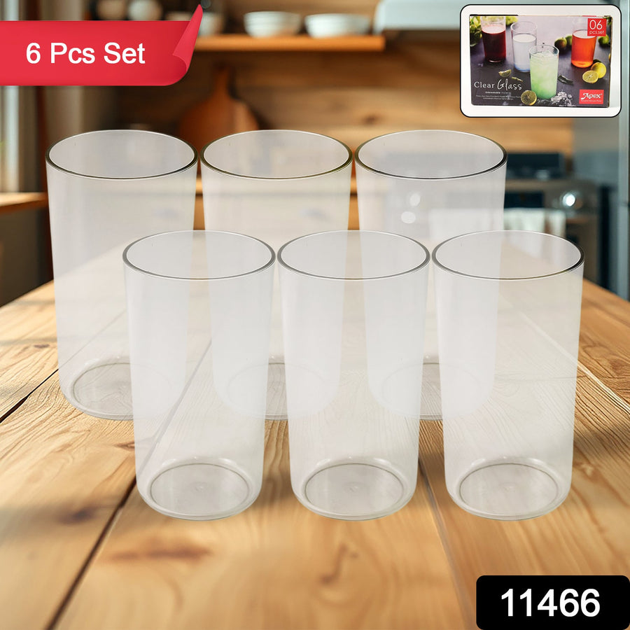 Clear Plastic Tumbler Set – 6-Piece Unbreakable Glass-Look