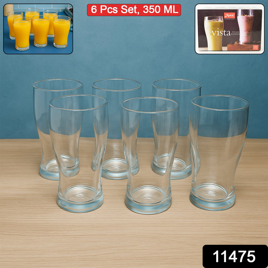 Unbreakable Pitcher Glass Set – Vista 350 ML, 6-Piece Durable Drinkware