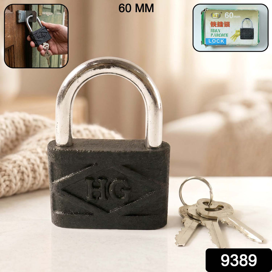 Heavy Duty Padlock – 60mm Iron Lock with 3 Keys | AutoSafeo