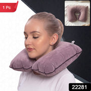 Inflatable U shape velvet neck pillow