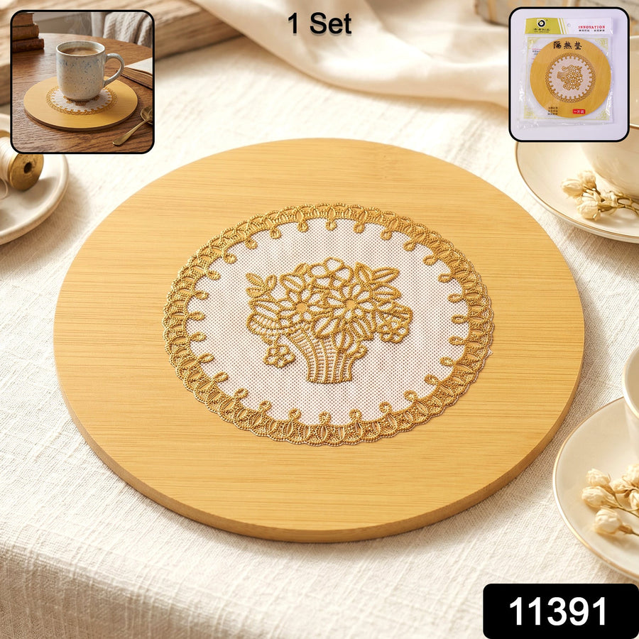 Wooden Heat Resistant Round Coaster – Protects Surfaces & Prevents Heat Marks